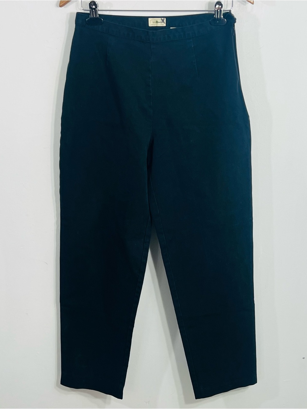 L.L. Bean Black Pants Size 10 Side Zipper High Rise Chino Preppy Outdoor Wear